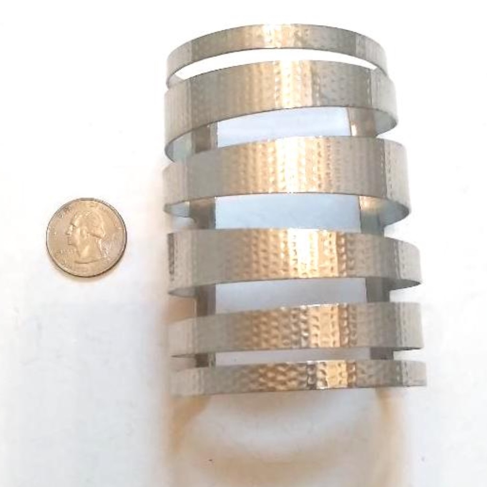 Large silver metal cuff bracelet 3 1/2"